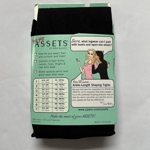 Spanx Love Your Assets Ankle Length Shaping Tights Black Size 3 Slims Tummy Hips - Picture 4 of 7